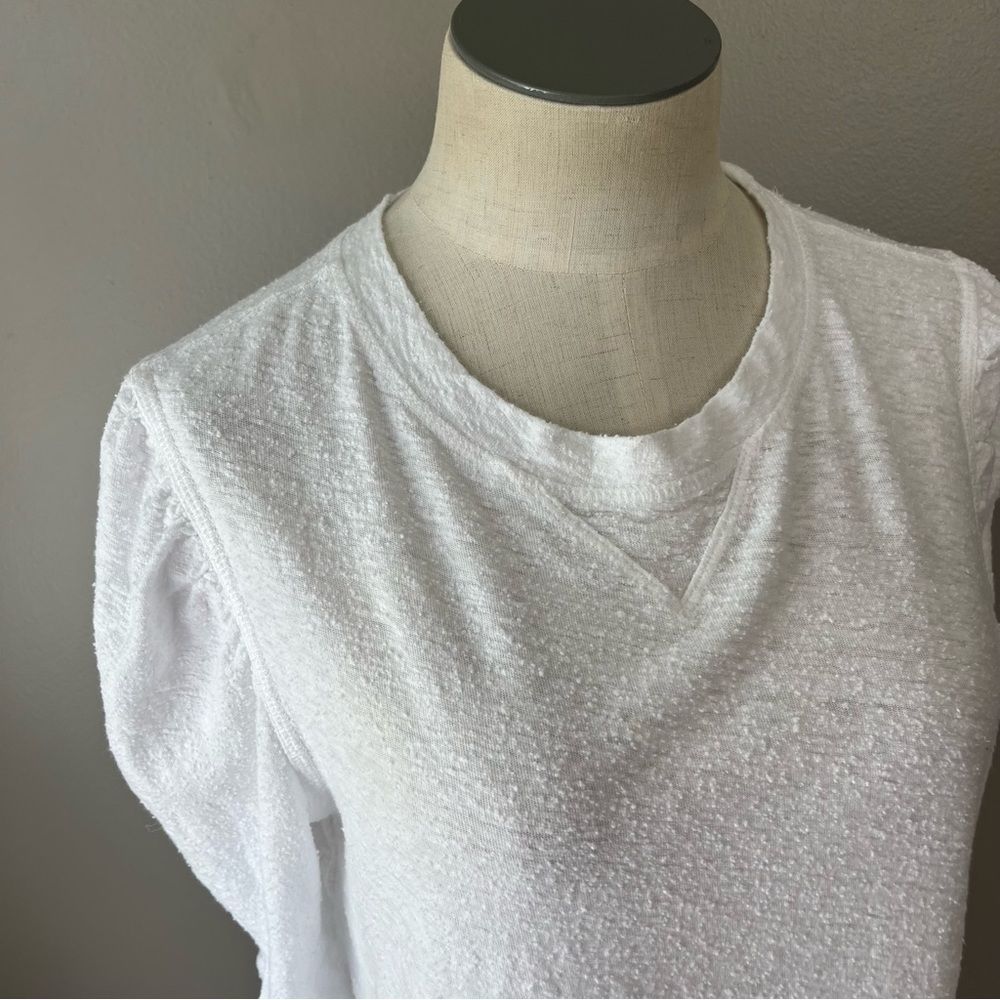Free people women’s XS white puff sleeve textured T-shirt boxy blouse - Picture 10 of 11